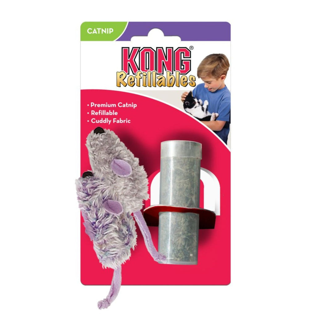 KONG Cat Catnip Toy - Refillables Mouse 2-pk Purple/Frosty Grey (1 Size)