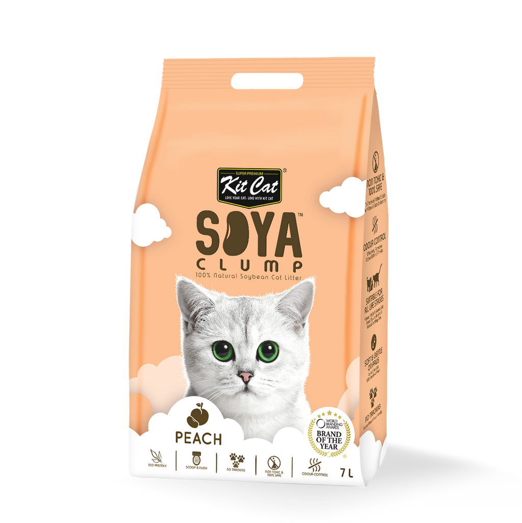 [CTN OF 6] Kit Cat Soya Clump Cat Litter - Peach (6x7L)