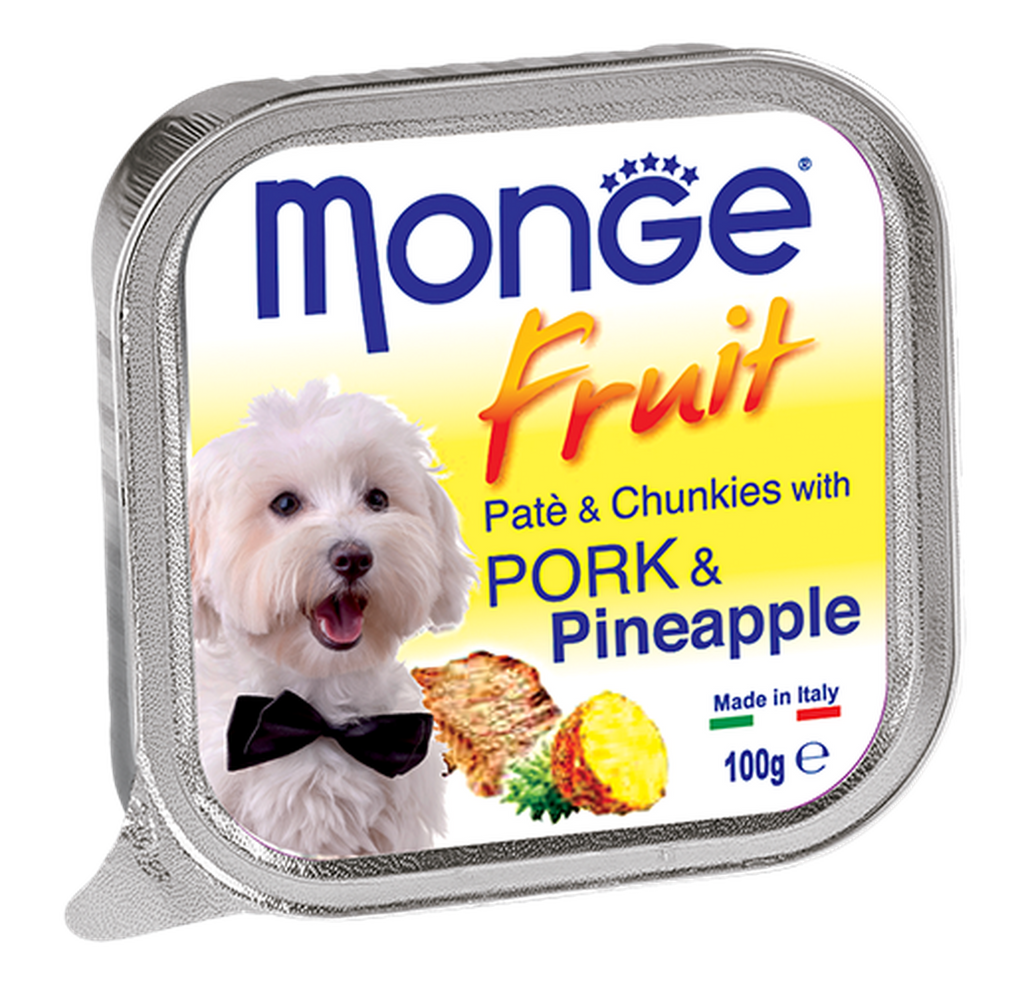 Monge Fruits Pate & Chunkies Wet Dog Food - Pork & Pineapple (100g)