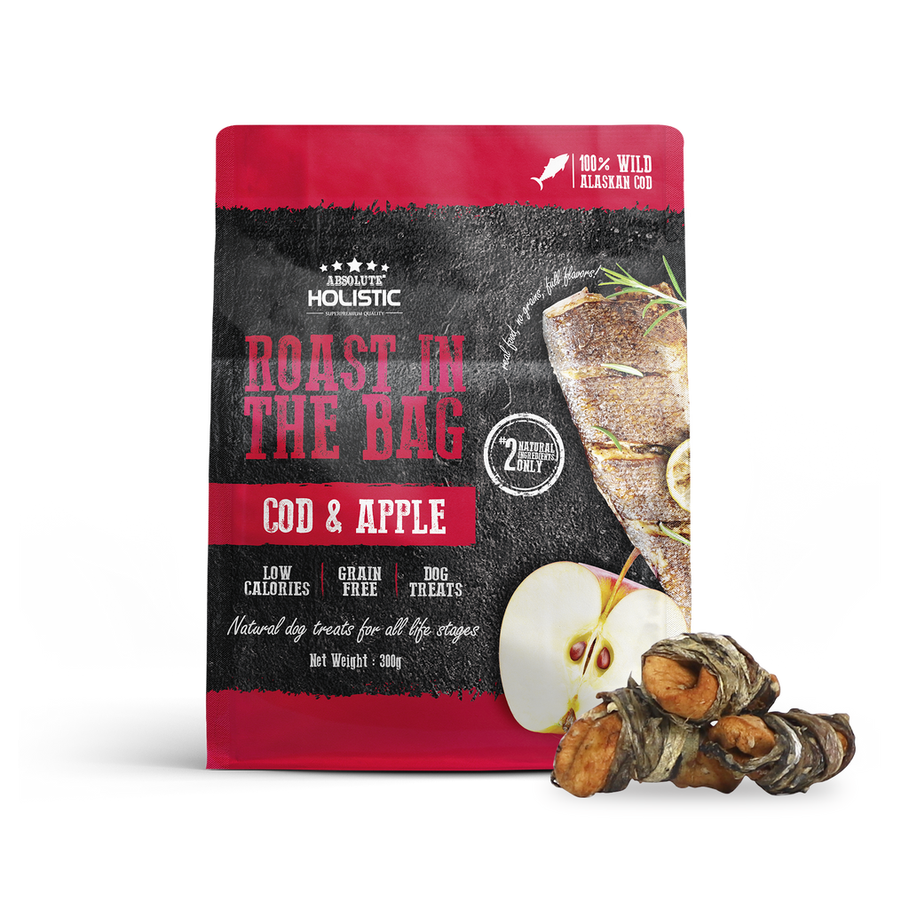 Absolute Holistic Roast In The Bag Natural Dog Treats - Cod & Apple (300g)