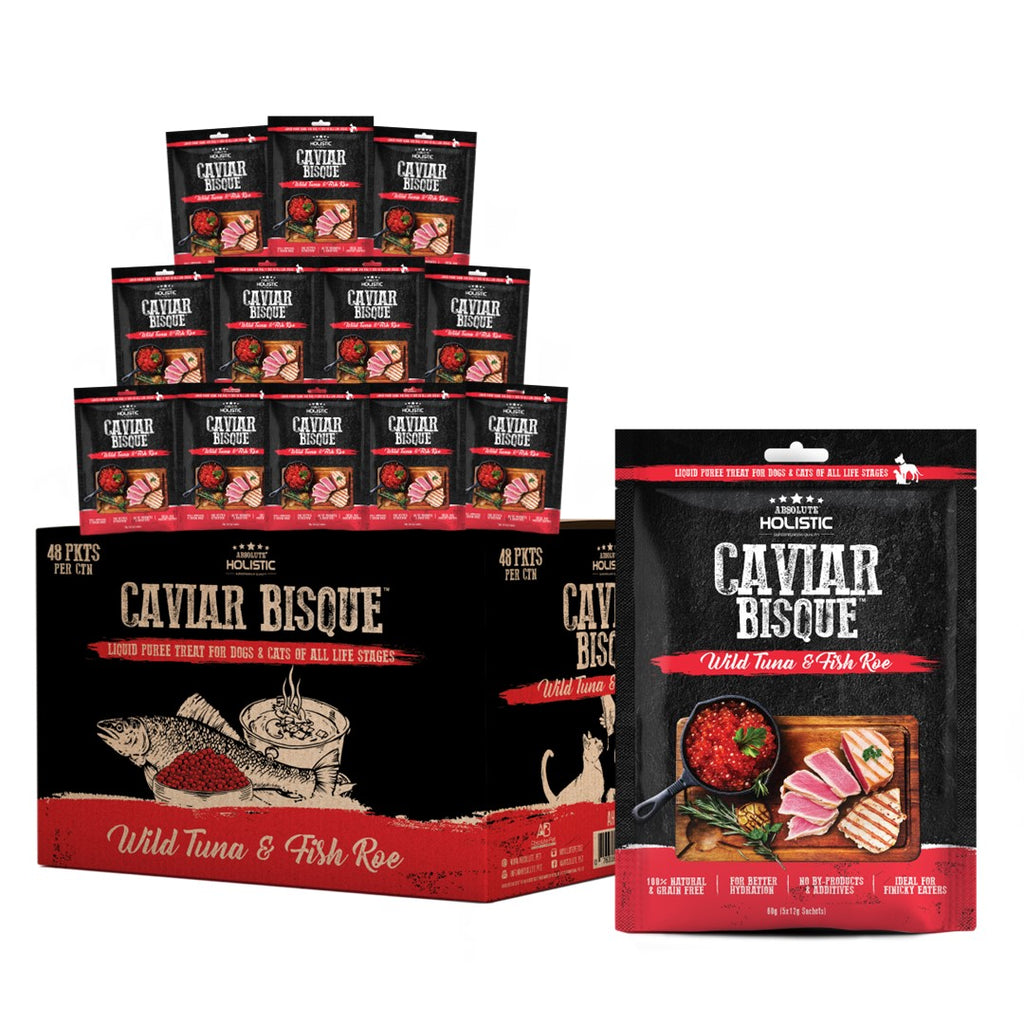 [CTN OF 48] Absolute Holistic Liquid Treats for Cats & Dogs - Tuna & Fish Roe Bisque (5x12g)