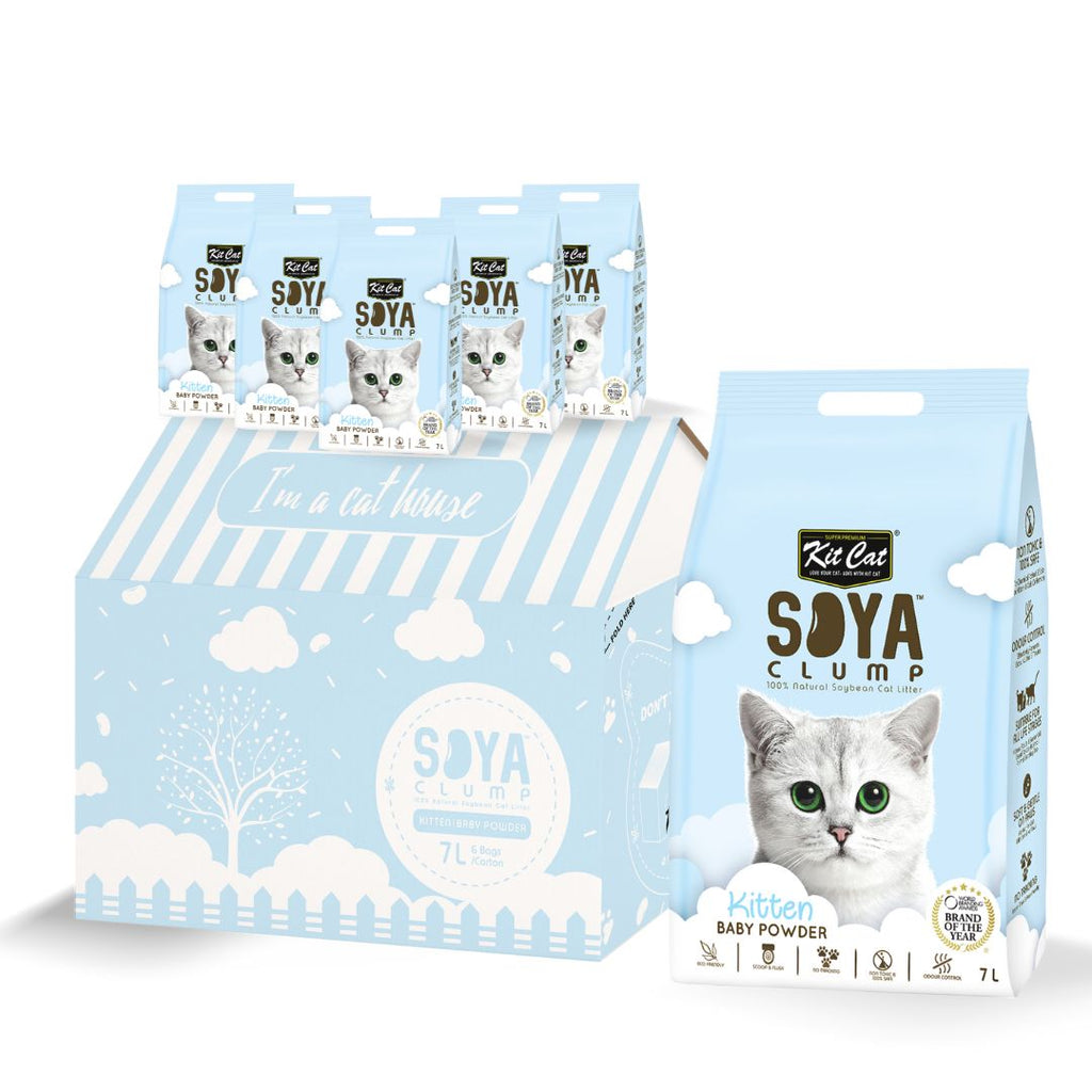 [CTN OF 6] Kit Cat Soya Clump Cat Litter - Baby Powder (6x7L)