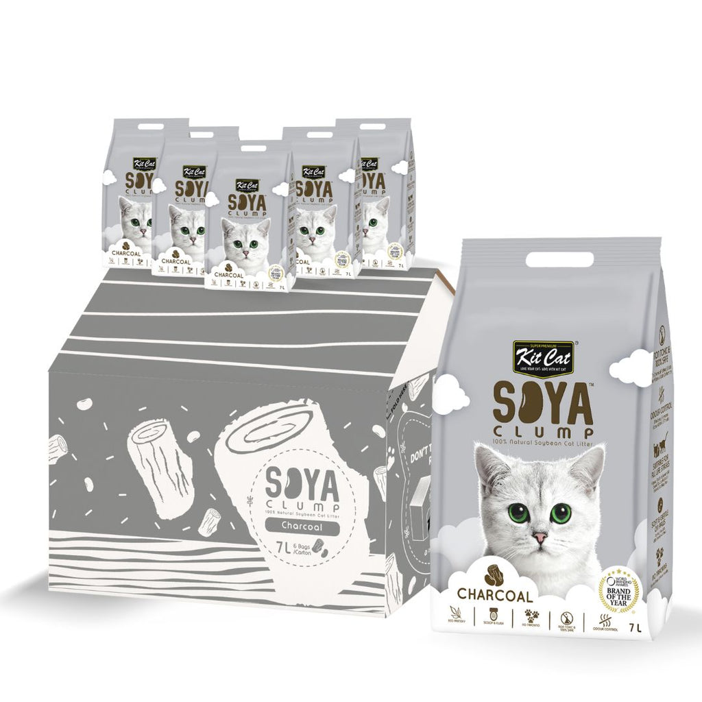 [CTN OF 6] Kit Cat Soya Clump Cat Litter - Charcoal (6x7L)