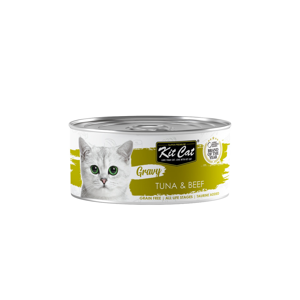 [CTN OF 24] Kit Cat Gravy Cat Canned Food - Tuna & Beef (70g)