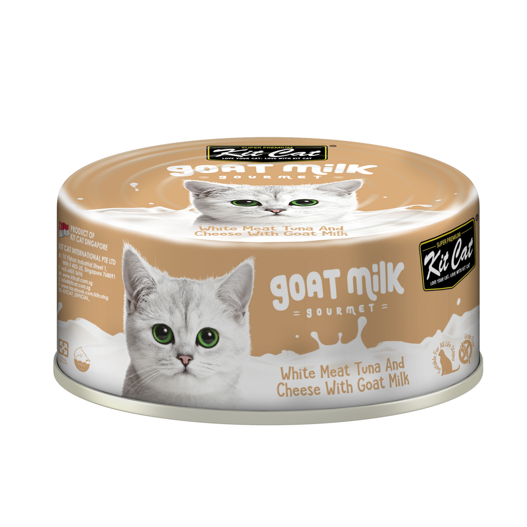 [CTN OF 24] Kit Cat Goat Milk Gourmet Canned Cat Food - Tuna & Cheese (70g)