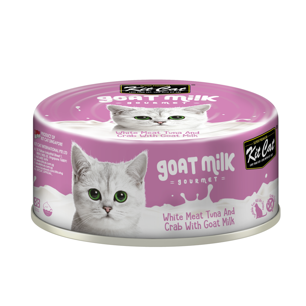 [CTN OF 24] Kit Cat Goat Milk Gourmet Canned Cat Food - Tuna & Crab (70g)
