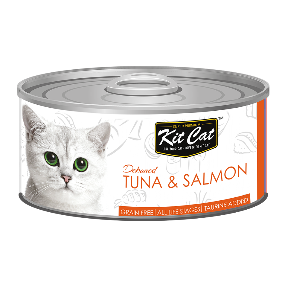 [CTN OF 24] Kit Cat Deboned Toppers Cat Canned Food - Tuna & Salmon Toppers (80g)