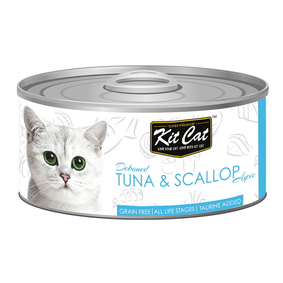 [CTN OF 24] Kit Cat Deboned Toppers Cat Canned Food - Tuna & Scallop Toppers (80g)