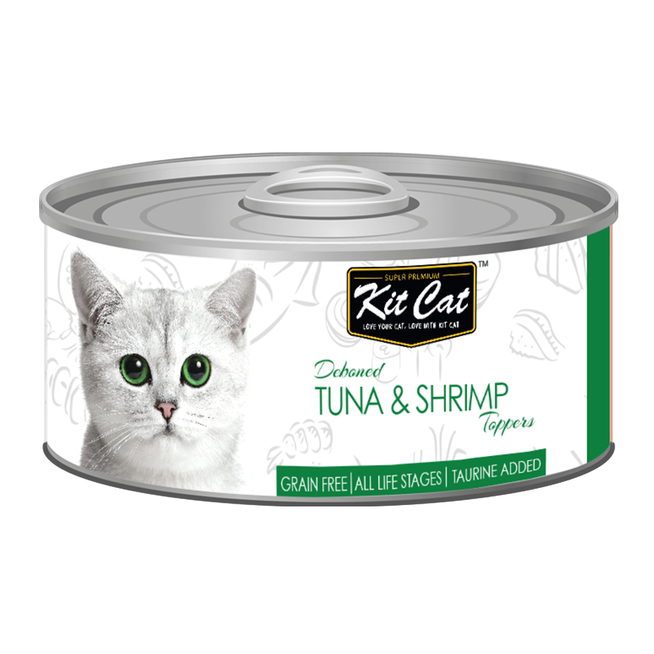 [CTN OF 24] Kit Cat Deboned Toppers Cat Canned Food - Tuna & Shrimp Toppers (80g)