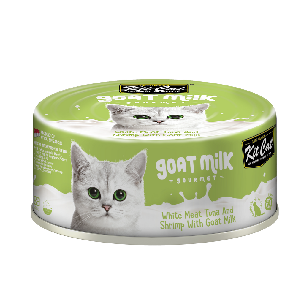 [CTN OF 24] Kit Cat Goat Milk Gourmet Canned Cat Food - Tuna & Shirmp (70g)
