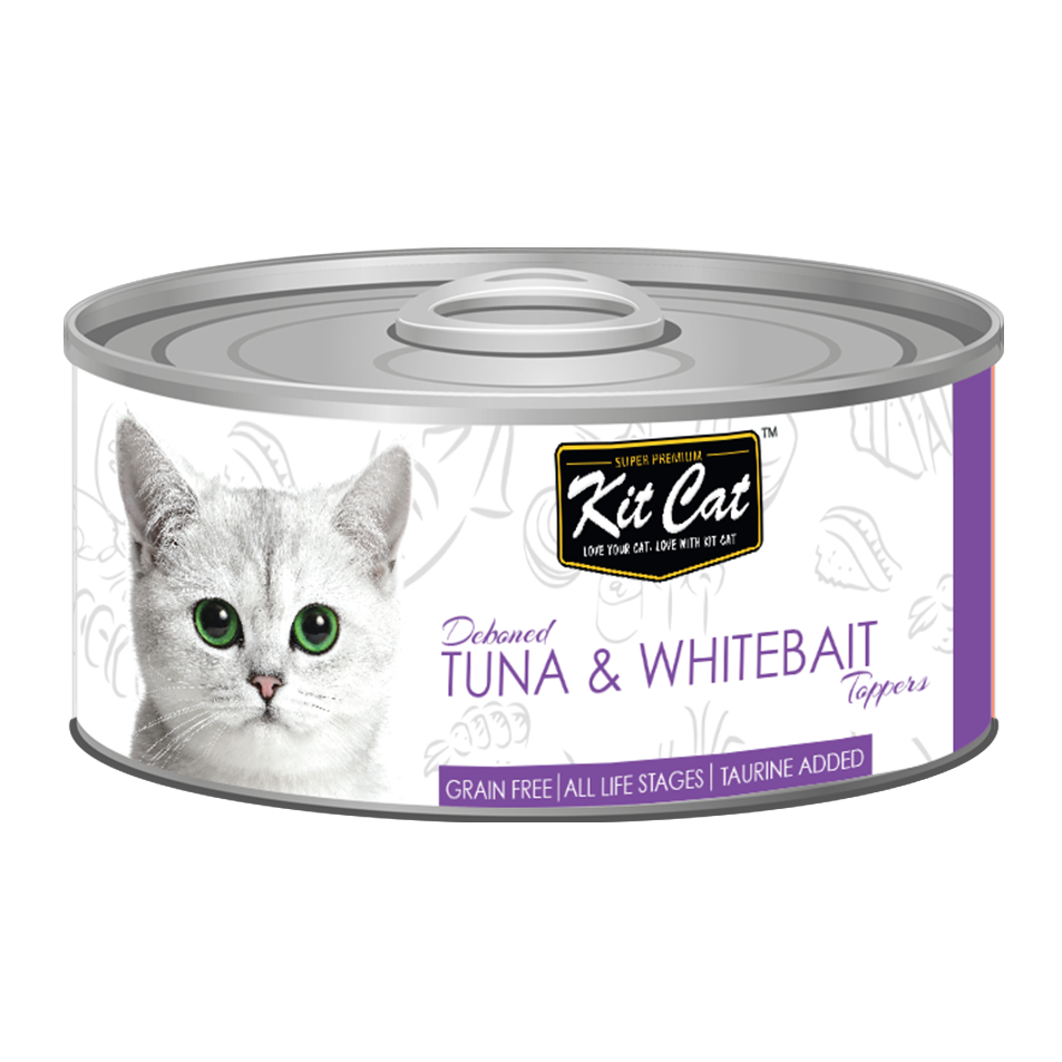 [CTN OF 24] Kit Cat Deboned Toppers Cat Canned Food - Tuna & Whitebait Toppers (80g)