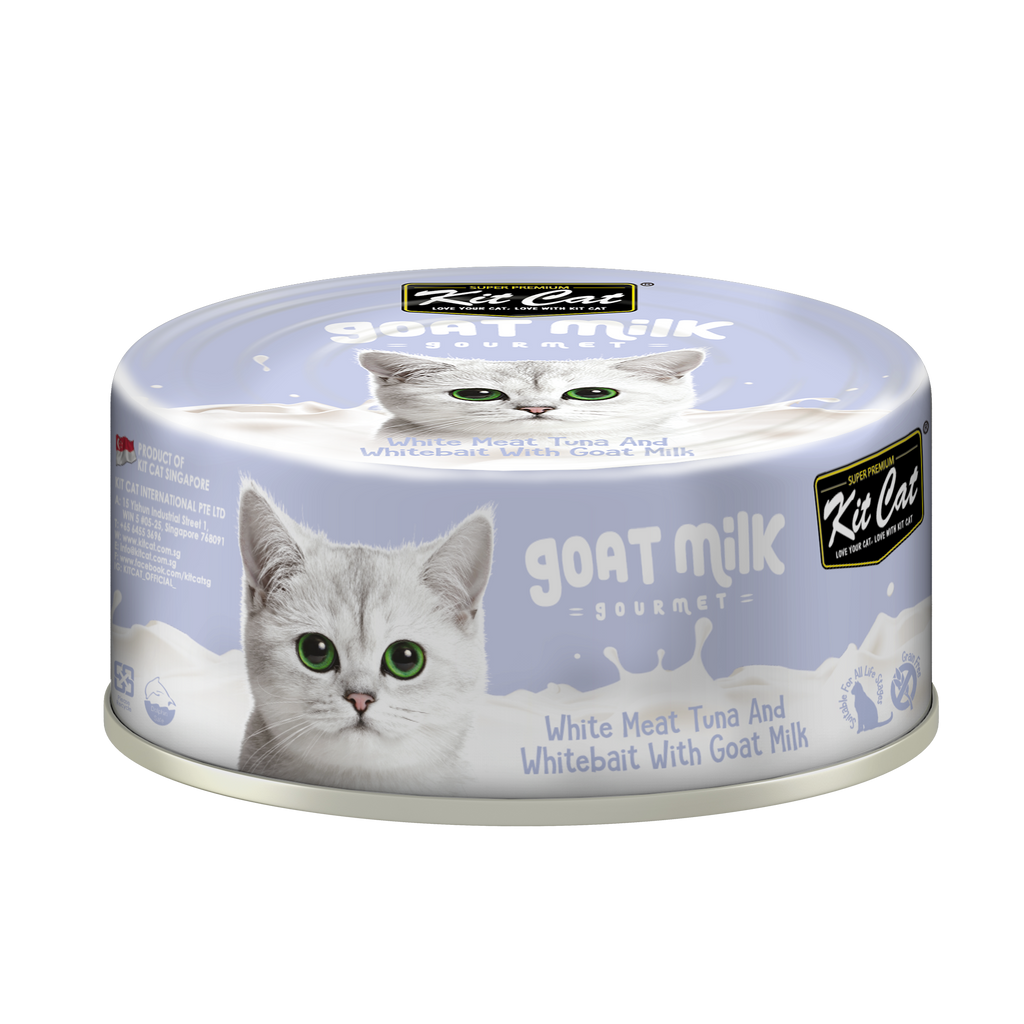 [CTN OF 24] Kit Cat Goat Milk Gourmet Canned Cat Food - Tuna & Whitebait (70g)