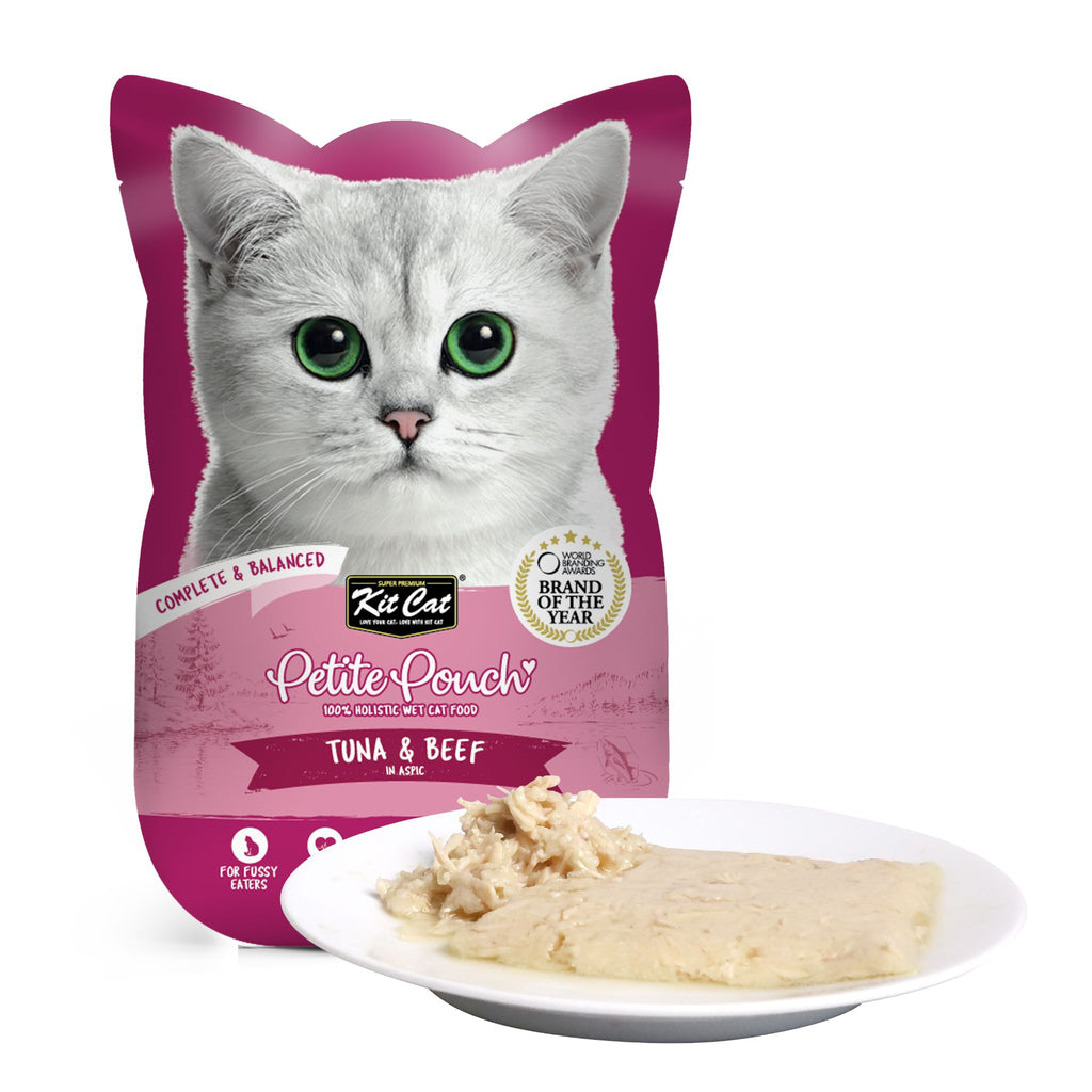 Kit Cat Petite Pouch Complete & Balanced Wet Cat Food - Tuna & Beef in Aspic (70g)