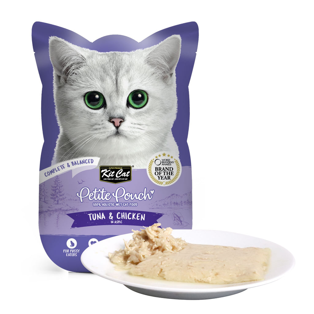 Kit Cat Petite Pouch Complete & Balanced Wet Cat Food - Tuna & Chicken in Aspic (70g)