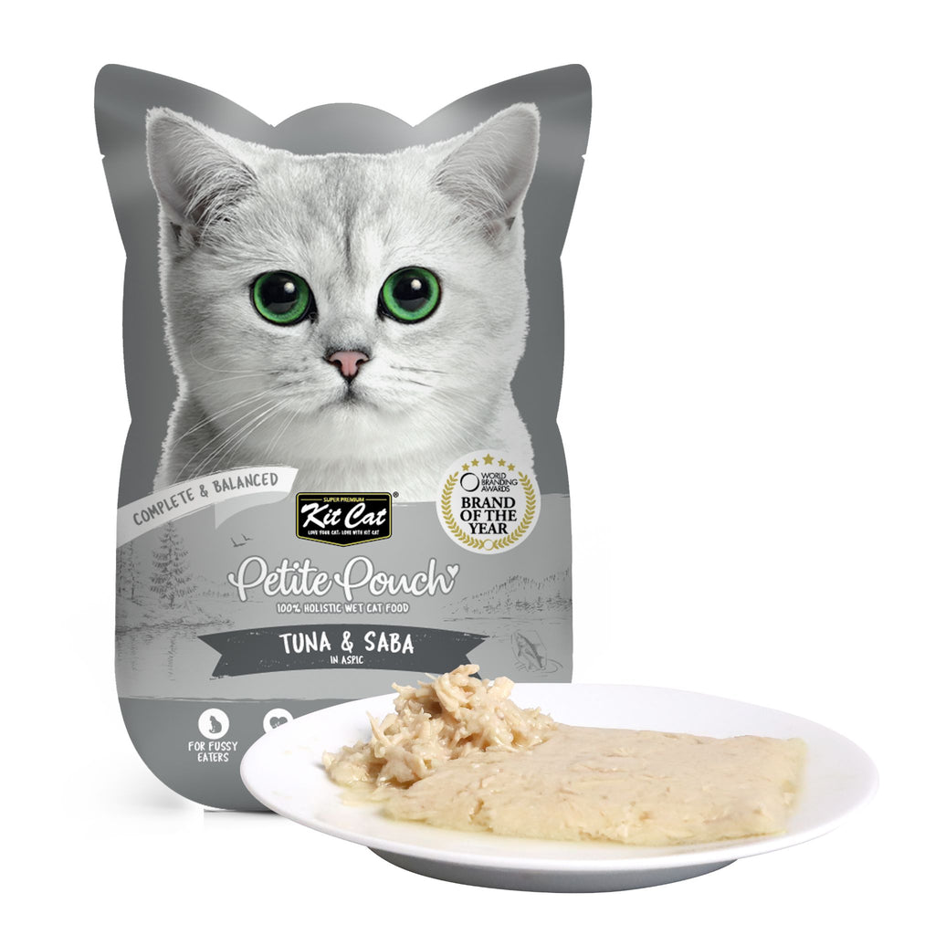 Kit Cat Petite Pouch Complete & Balanced Wet Cat Food - Tuna & Saba in Aspic (70g)