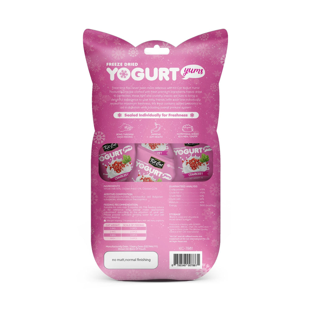 [CTN OF 48] Kit Cat Freeze Dried Yogurt Yums Cat Treat - Cranberry (10pcs/pkt)