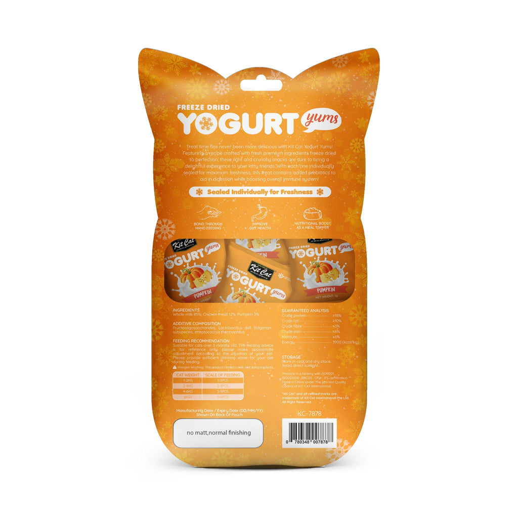 [CTN OF 48] Kit Cat Freeze Dried Yogurt Yums Cat Treats - Pumpkin (10pcs/pkt)