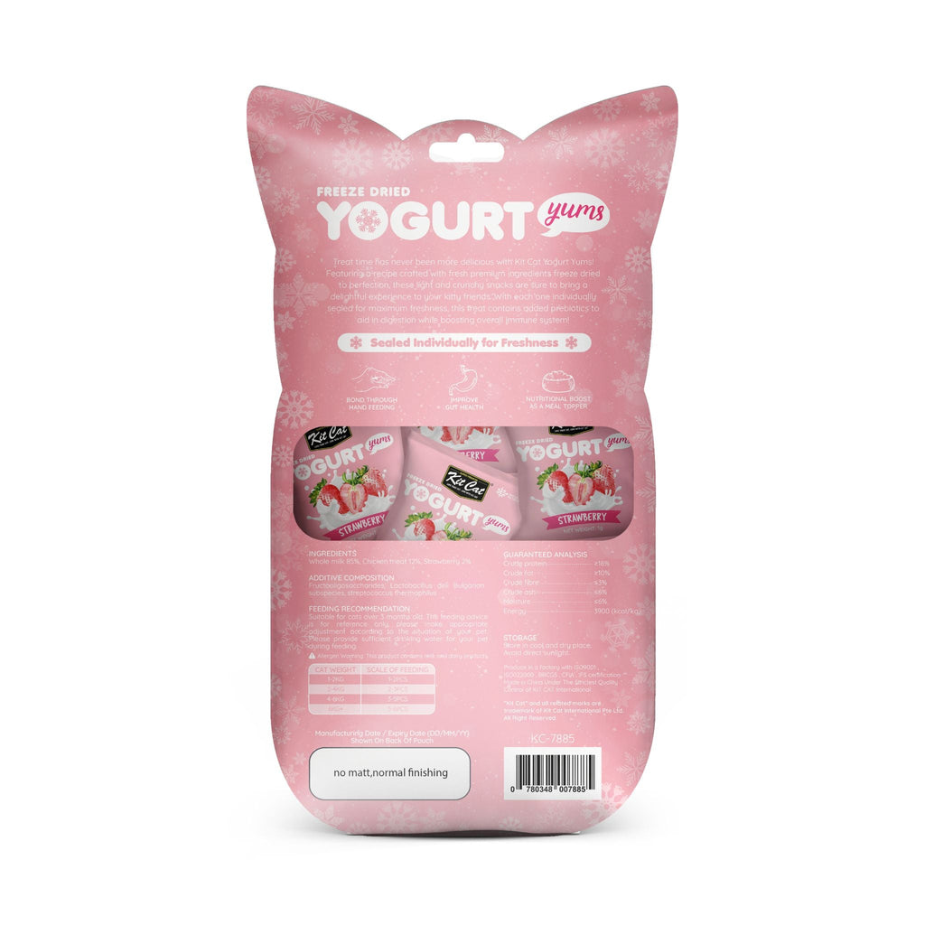 [CTN OF 48] Kit Cat Freeze Dried Yogurt Yums Cat Treats - Strawberry (10pcs/pkt)