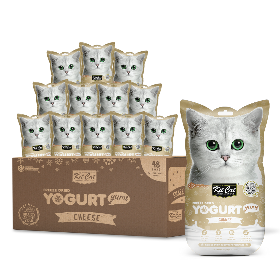 CTN OF 48 Kit Cat Freeze Dried Yogurt Yums Cat Treat Cheese 10pcs pkt
