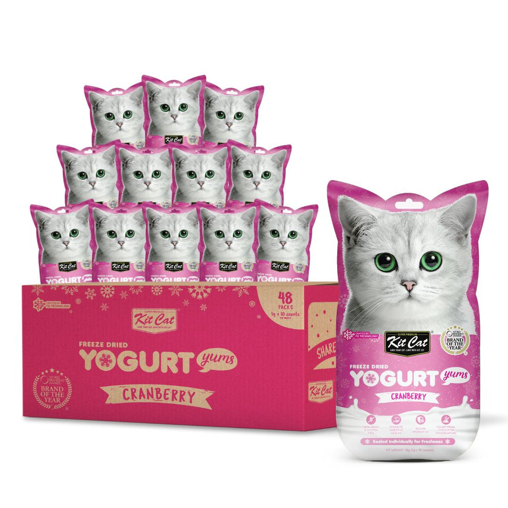 [CTN OF 48] Kit Cat Freeze Dried Yogurt Yums Cat Treat - Cranberry (10pcs/pkt)