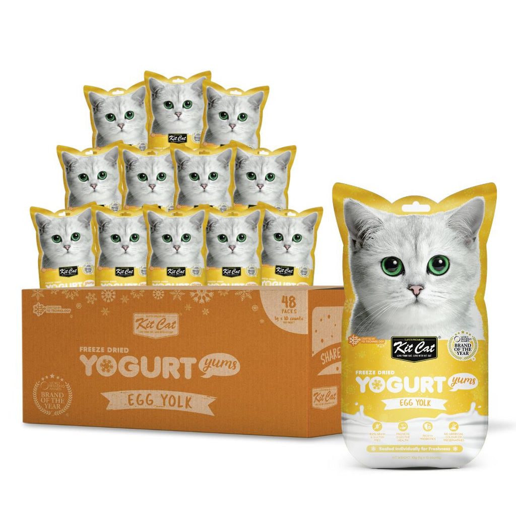 [CTN OF 48] Kit Cat Freeze Dried Yogurt Yums Cat Treat - Egg Yolk (10pcs/pkt)