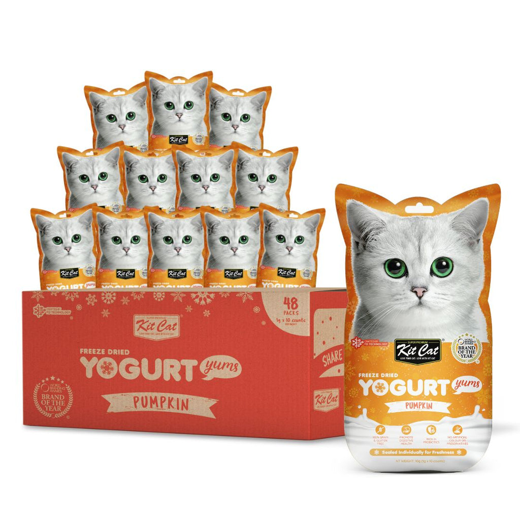 [CTN OF 48] Kit Cat Freeze Dried Yogurt Yums Cat Treats - Pumpkin (10pcs/pkt)