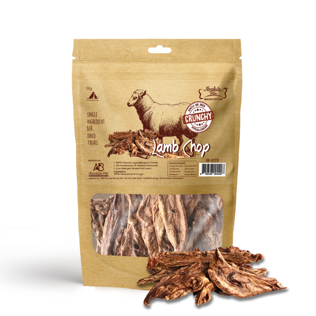 Absolute Bites Single Ingredient Air Dried Treats for Dogs & Cats - Lamb Chop (50g)