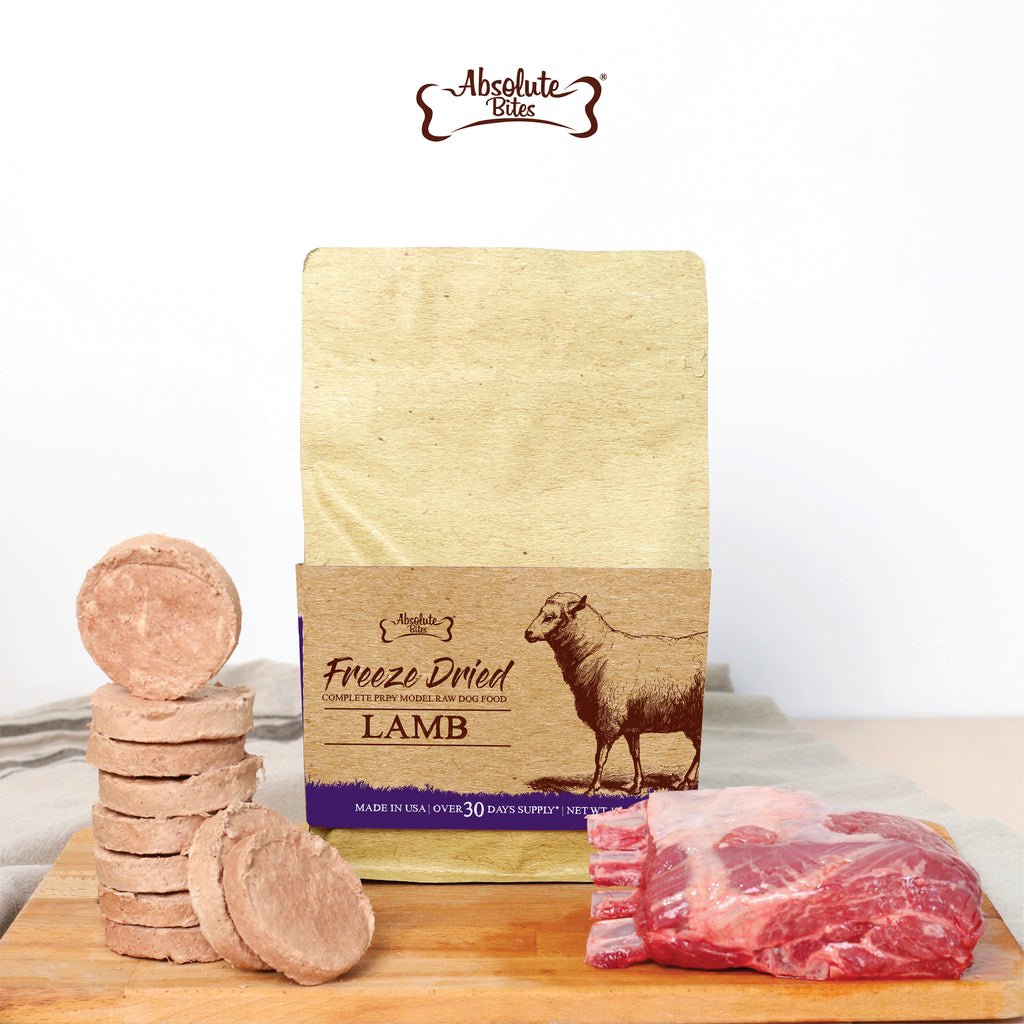 Absolute Bites Freeze Dried Raw Patty for Dogs - Lamb (12oz) | Prey Model Raw (PMR)