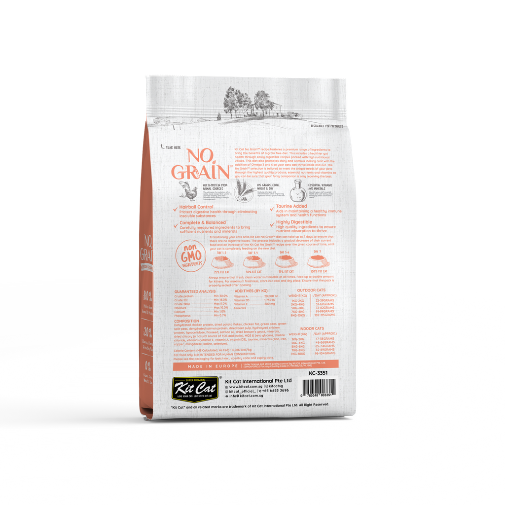 Kit Cat No Grain Dry Cat Food - Chicken & Salmon (1kg)