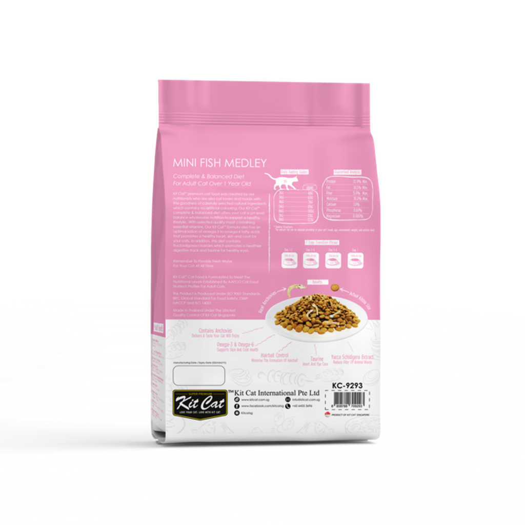 Kit Cat Premium Cat Dry Food -  Mini Fish Medley (1.2kg)