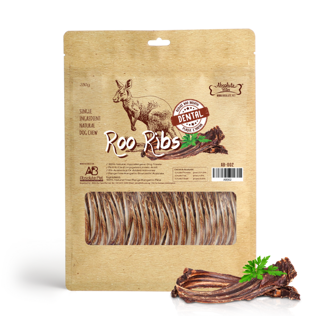 Absolute Bites Single Ingredient Air Dried Treats for Dog - Roo Ribs (250g)
