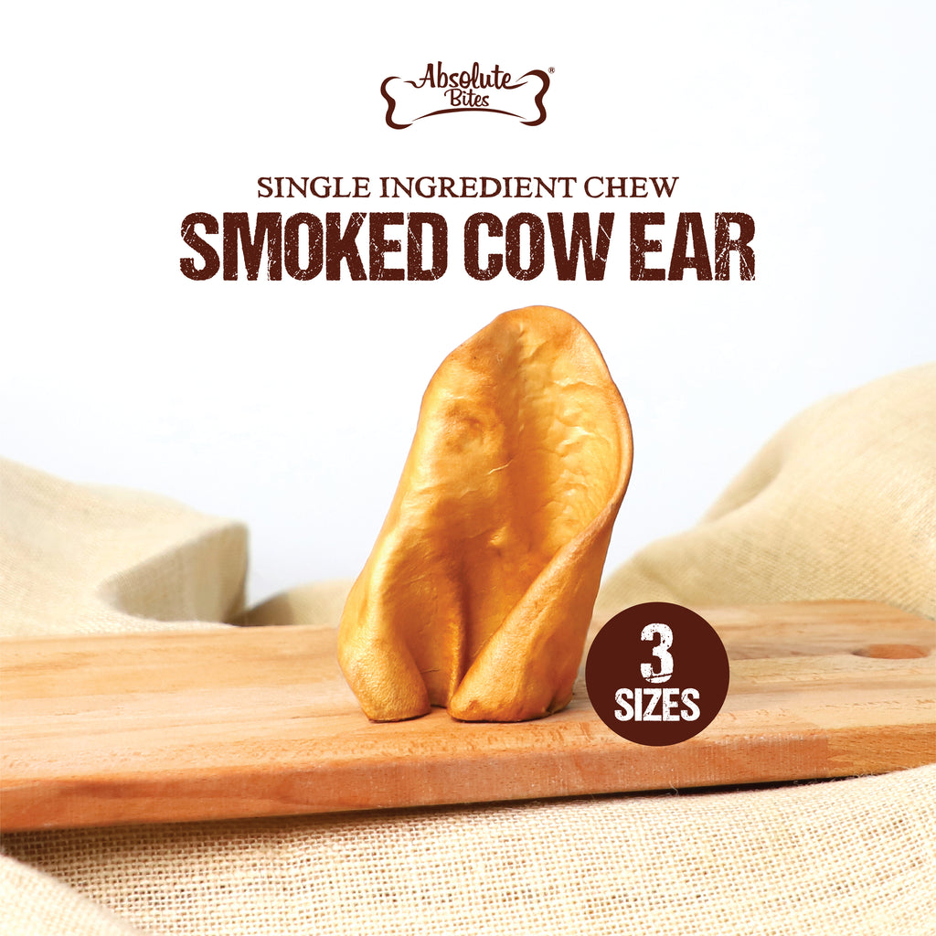 Absolute Bites Single Ingredient Dog Chew - Smoked Cow Ear (3 sizes)