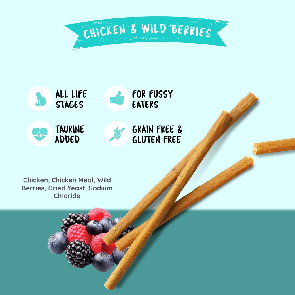 [CTN of 30] Kit Cat Grain Free Cat Stick - Chicken & Wild Berries (3 Sticks/pkt)