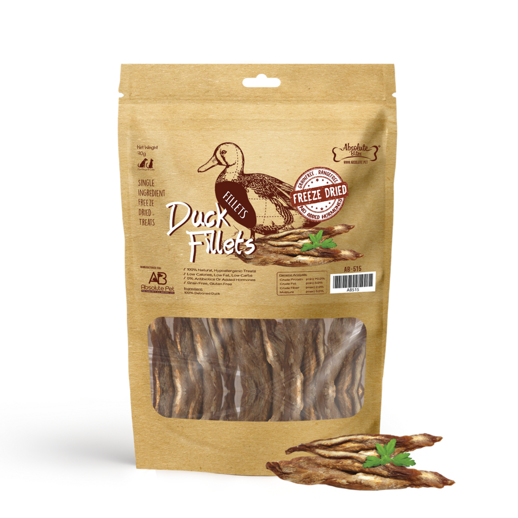 Absolute Bites Single Ingredient Freeze Dried Raw Treats for Cats & Dogs - Duck Fillet (70g)
