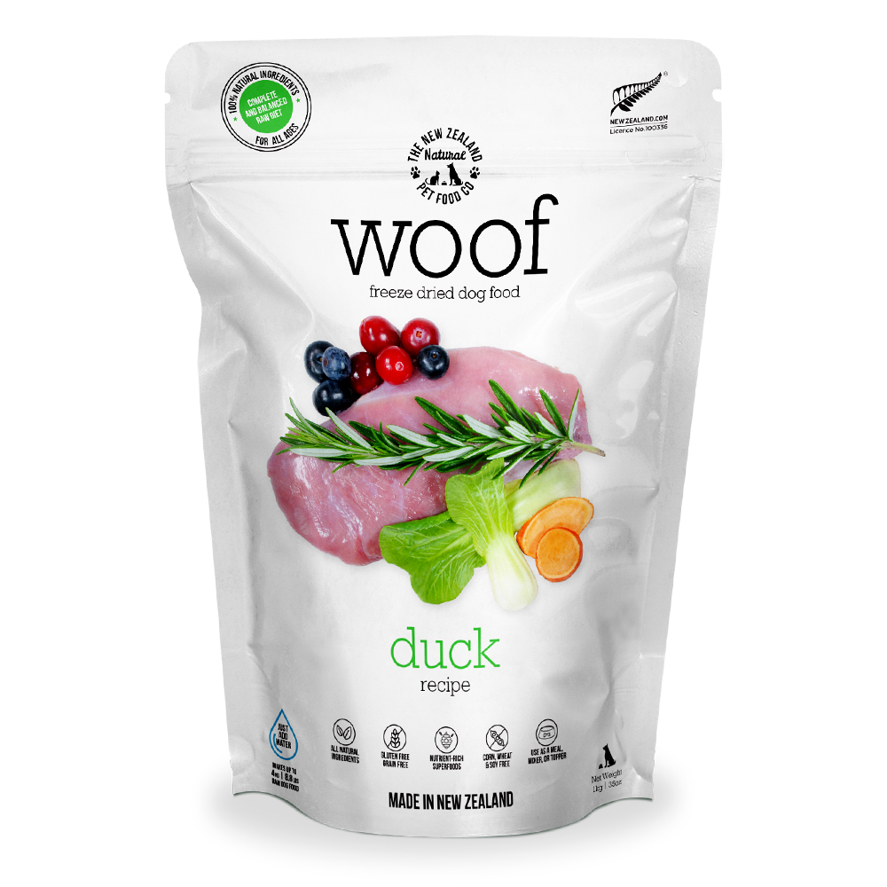 WOOF Freeze Dried Raw Dog Food - Duck (1kg)
