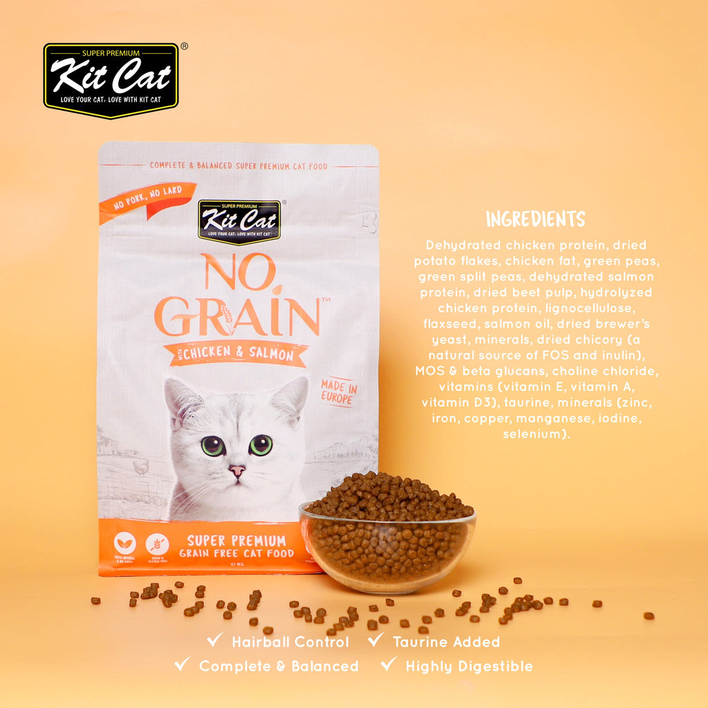 Kit Cat No Grain Dry Cat Food - Chicken & Salmon (10kg)