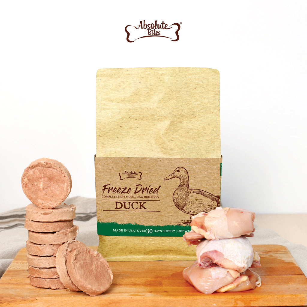 [CTN OF 6] Absolute Bites Freeze Dried Raw Patty for Dogs - Duck (12oz x 6) | Prey Model Raw (PMR)