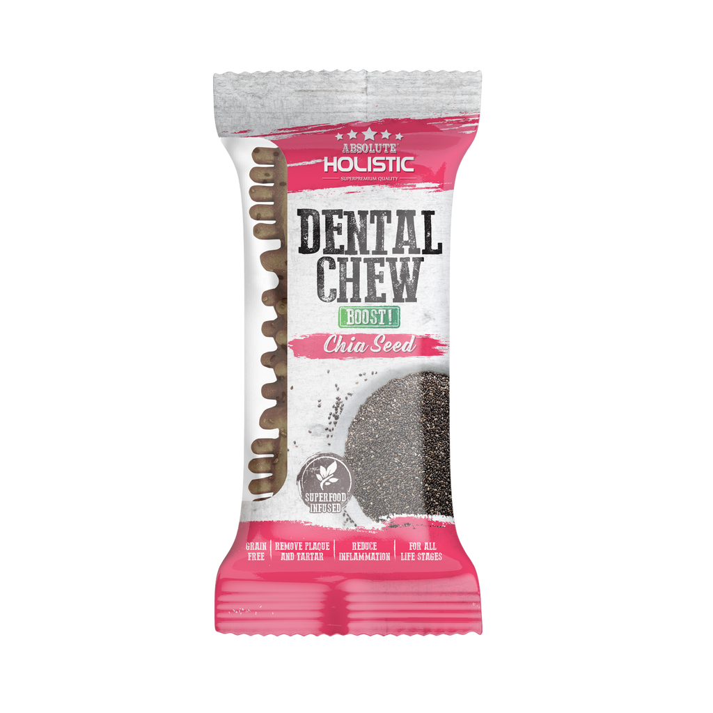 Absolute Holistic BOOST Dental Chew for Dogs - Chia Seed (4") | Infused with Superfood