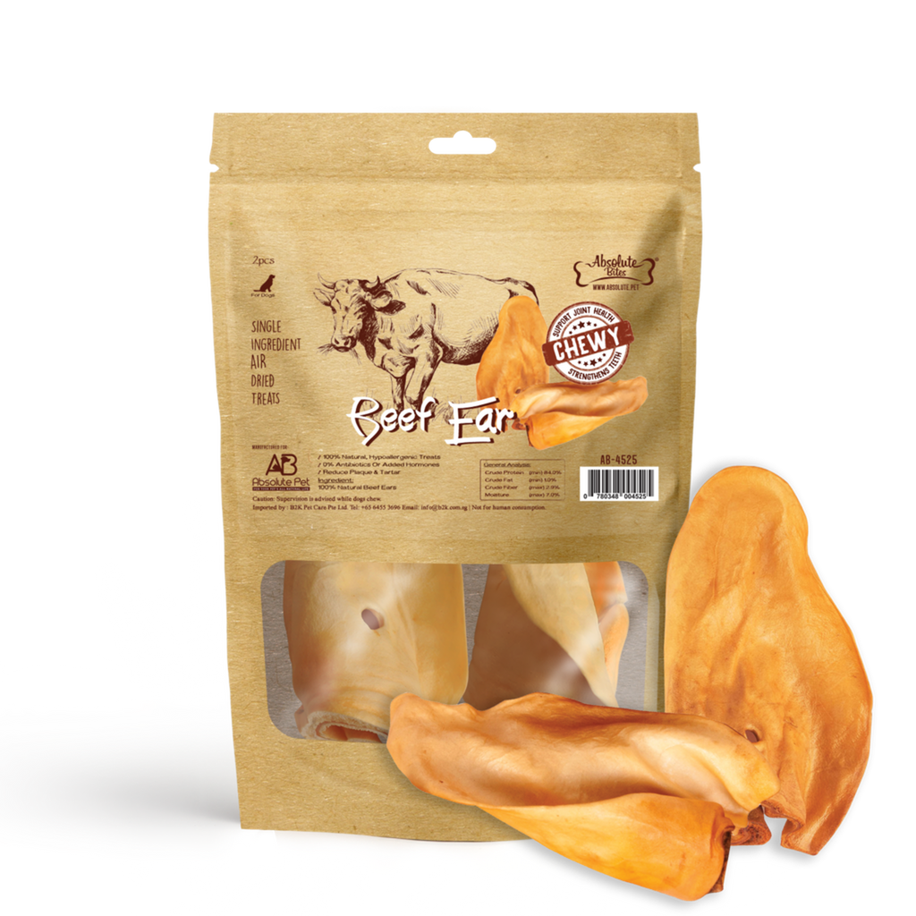 Absolute Bites Single Ingredient Air Dried Treats for Dogs - Beef Ears (2pcs)