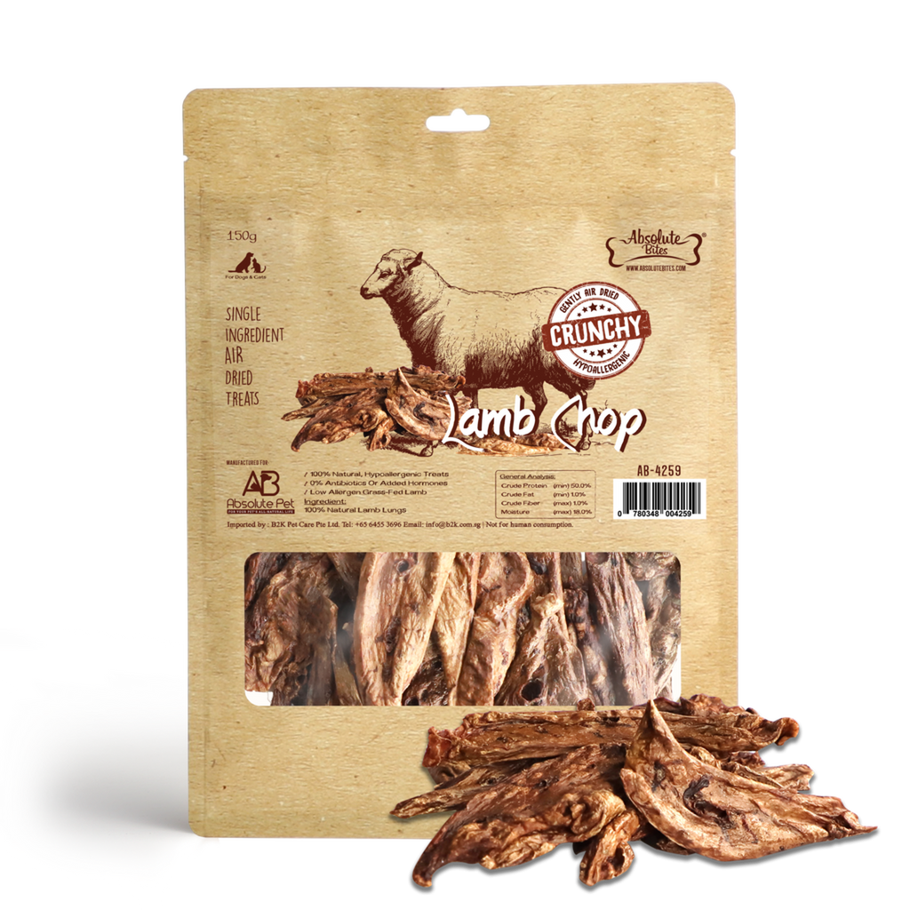 Absolute Bites Single Ingredient Air Dried Treats for Dogs & Cats - Lamb Chop (150g)