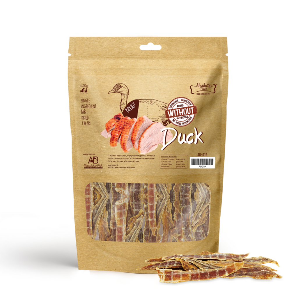 Absolute Bites Single Ingredient Air Dried Treats for Dogs & Cats - Duck Breast (130g)